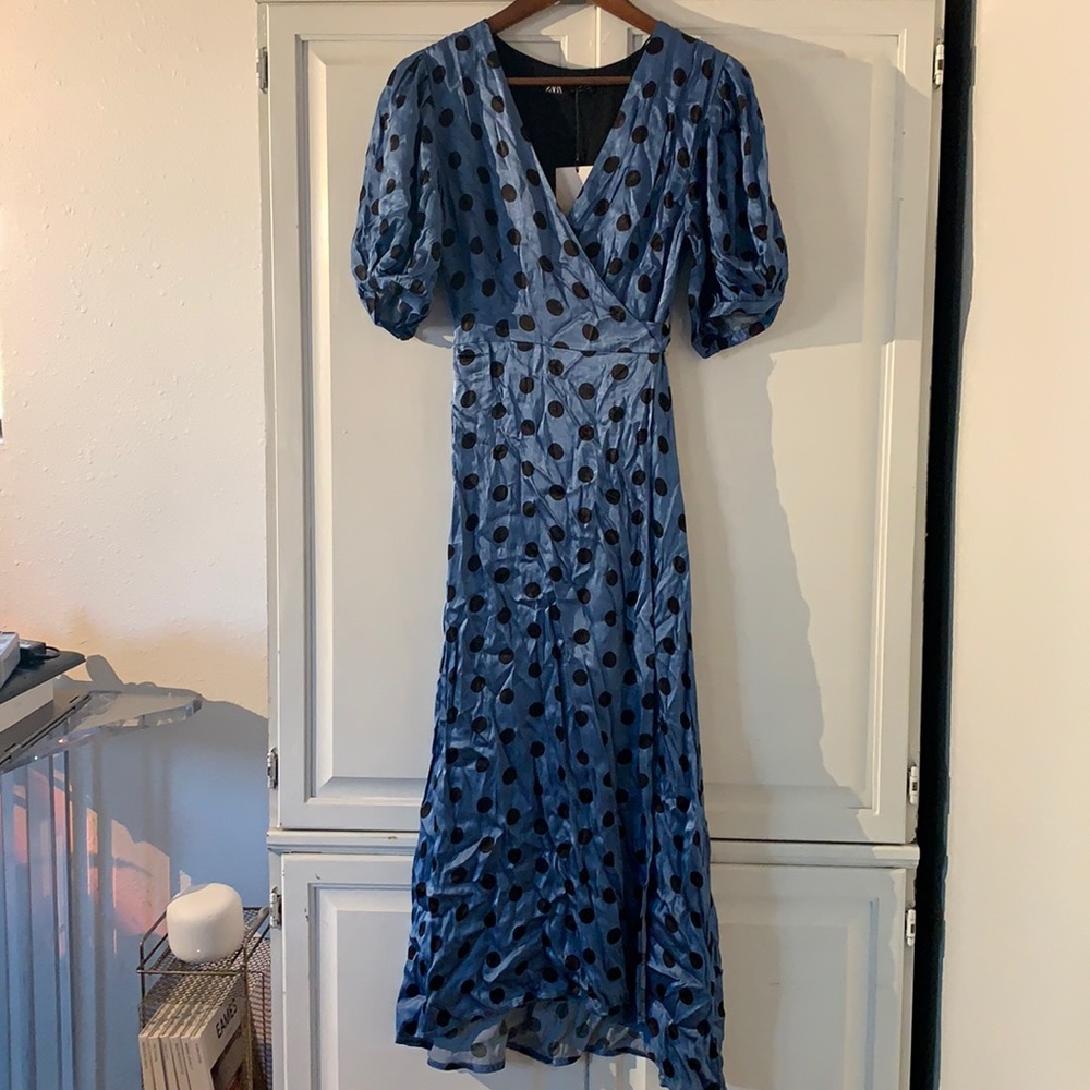 Polkadot blue and black maxi dress